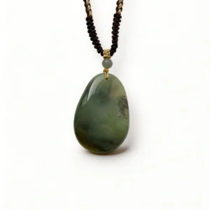 Hetian Jade Landscape Pendant Fortune Peace Good-Wish – clean white background product photo | QZZEN