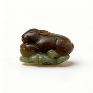 Creamy White Hetian Jade Rabbit Pendant - Zodiac Fortune