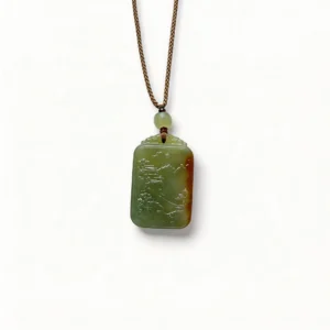 Hetian Jade Landscape Pendant Peace Symbol – clean white background product photo | QZZEN