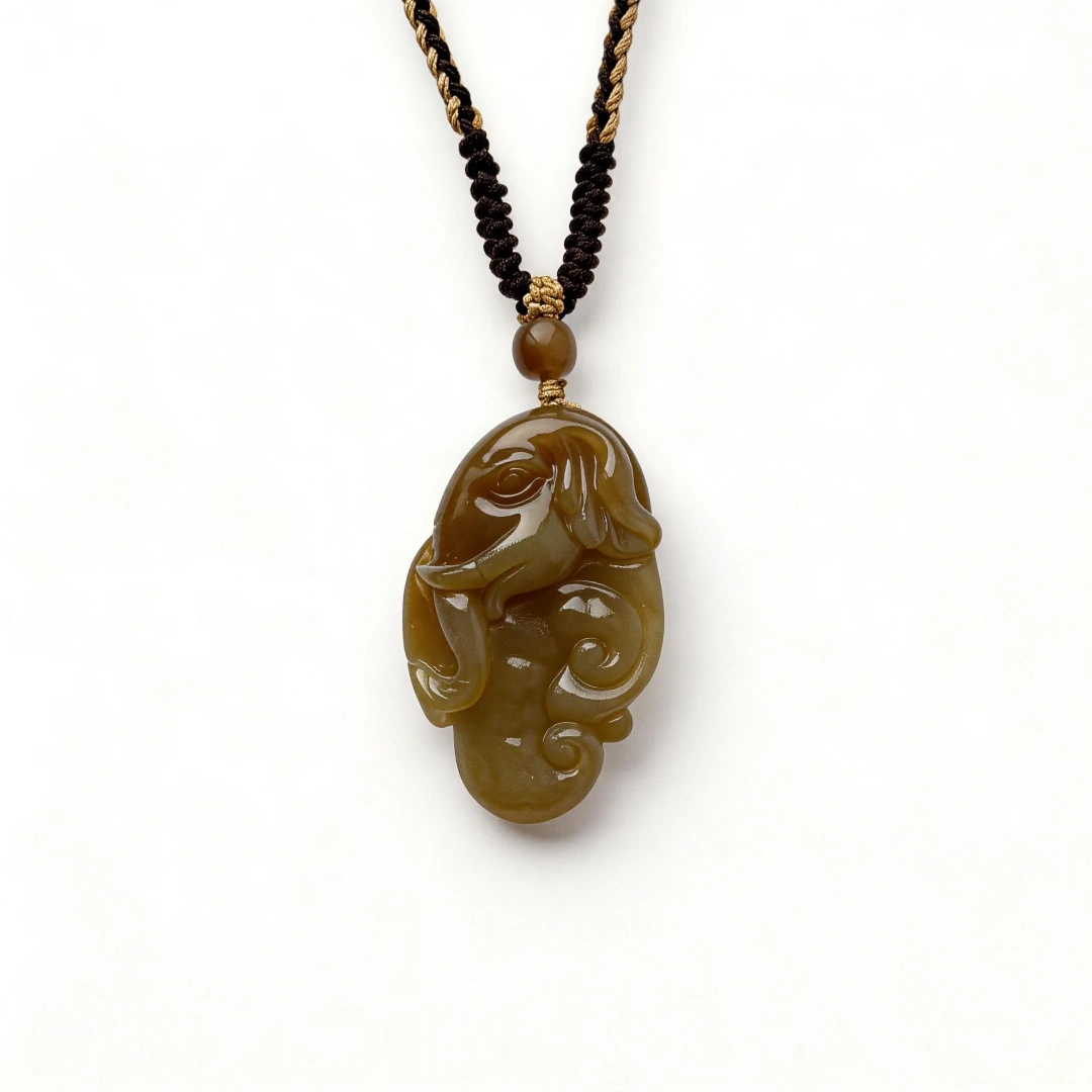 Hetian Jade Ruyi Pendant - Auspicious Luck Keepsake – clean white background product photo | QZZEN