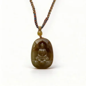 Authentic Hetian Jade Buddha Pendant - Harmony Keepsake – clean white background product photo | QZZEN
