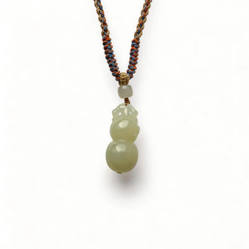Hetian Jade Gourd Pendant Health Keepsake Charm – clean white background product photo | QZZEN