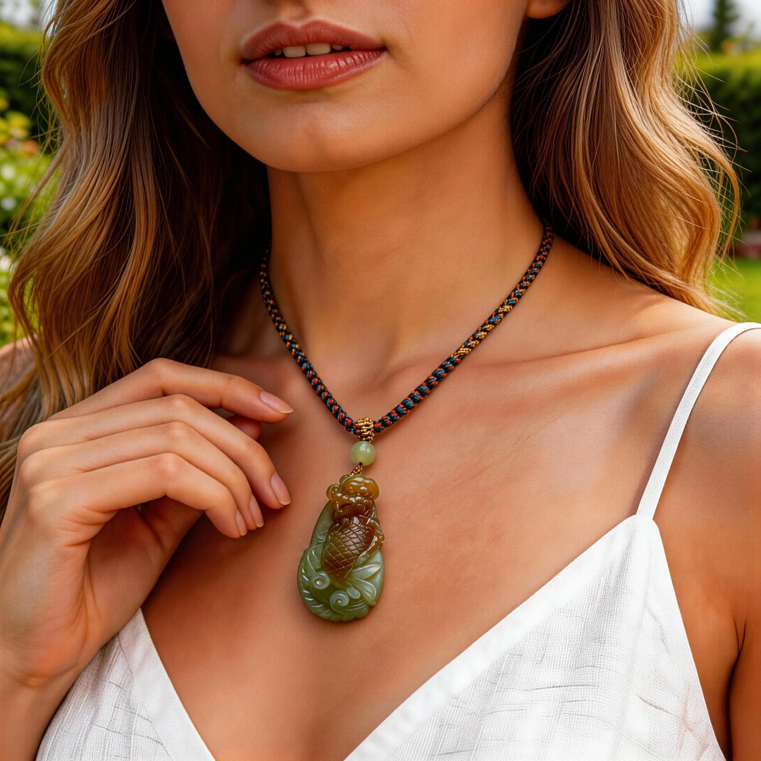 Hetian Jade Bracelet worn on wrist in natural light | QZZEN