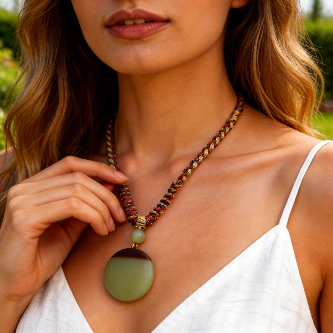 Hetian Jade Bracelet worn on wrist in natural light | QZZEN