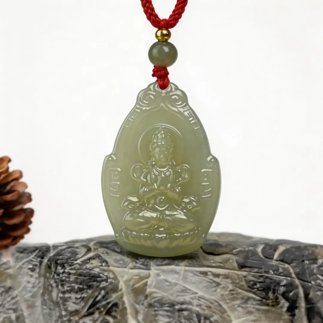 Hetian Jade Bracelet bead texture close-up with natural inclusions | QZZEN