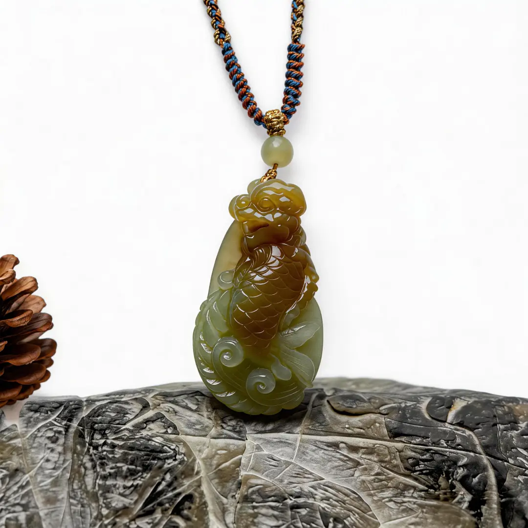 Hetian Jade Bracelet bead texture close-up with natural inclusions | QZZEN