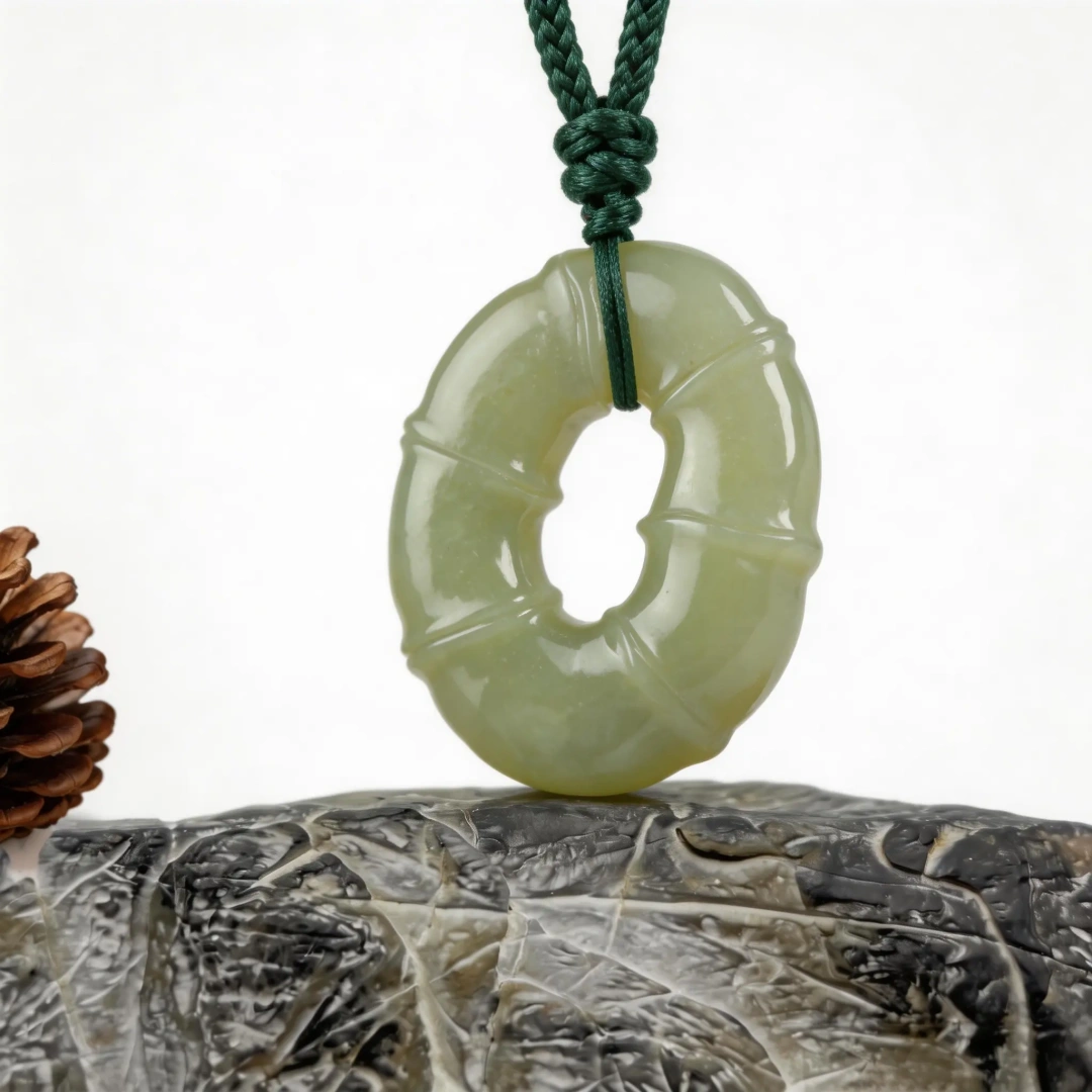 Hetian Jade Bracelet bead texture close-up with natural inclusions | QZZEN