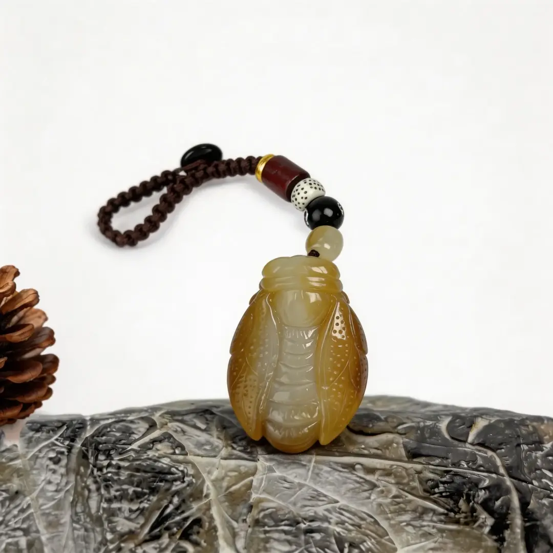 Hetian Jade Bracelet bead texture close-up with natural inclusions | QZZEN