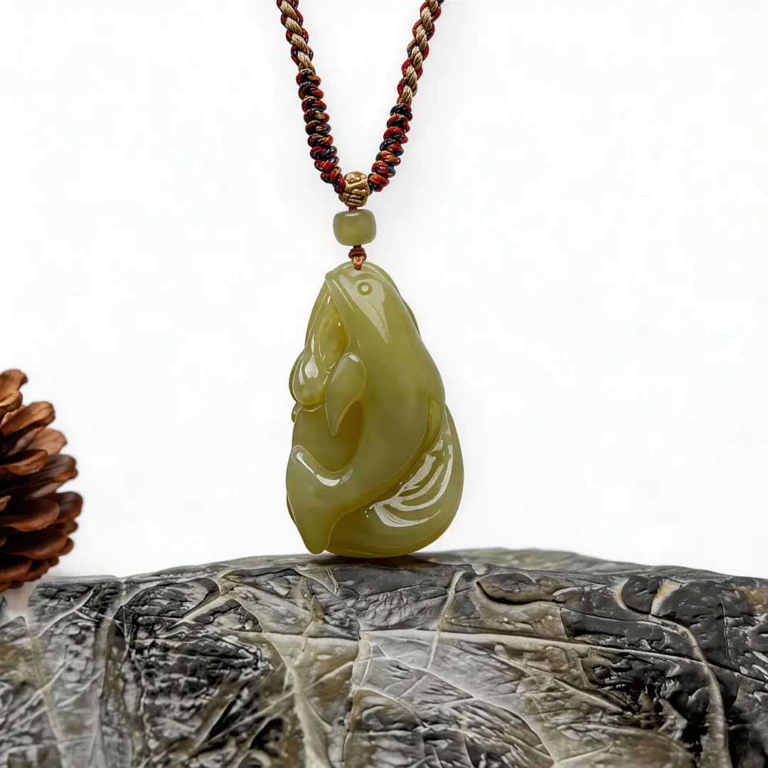 Hetian Jade Bracelet bead texture close-up with natural inclusions | QZZEN