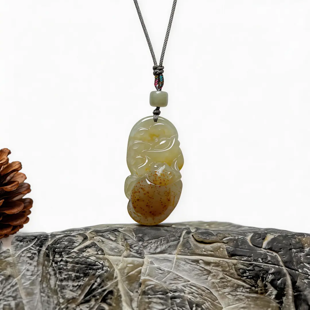 Hetian Jade Bracelet bead texture close-up with natural inclusions | QZZEN
