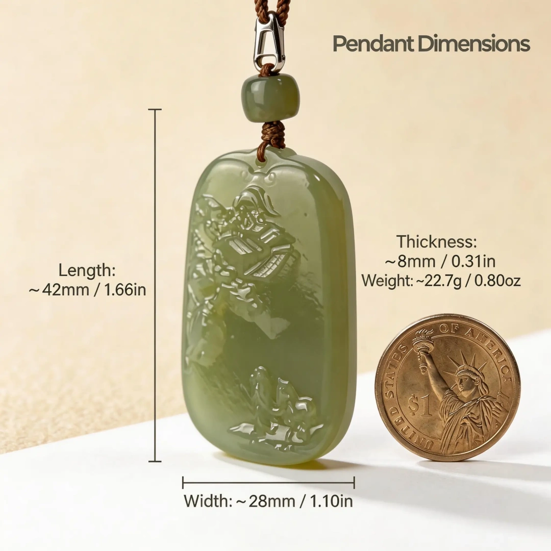 Hetian Jade Landscape Pendant styled flat lay with calm ritual details | QZZEN