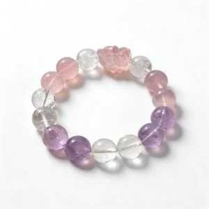 Lavender Amethyst Clear Quartz Rose Quartz Bracelet – clean white background product photo | QZZEN