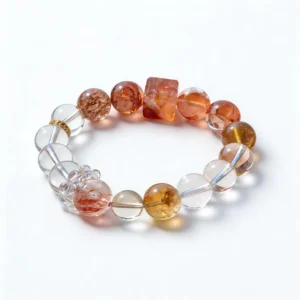 Clear Quartz Citrine Red Hematoid Quartz Bracelet – clean white background product photo | QZZEN