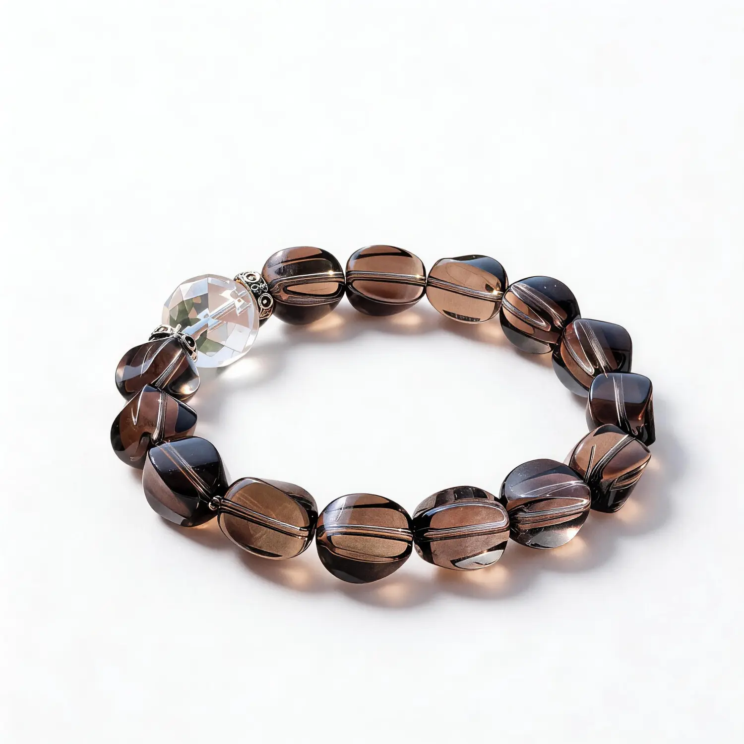 Clear Quartz Smoky Quartz Bracelet – clean white background product photo | QZZEN
