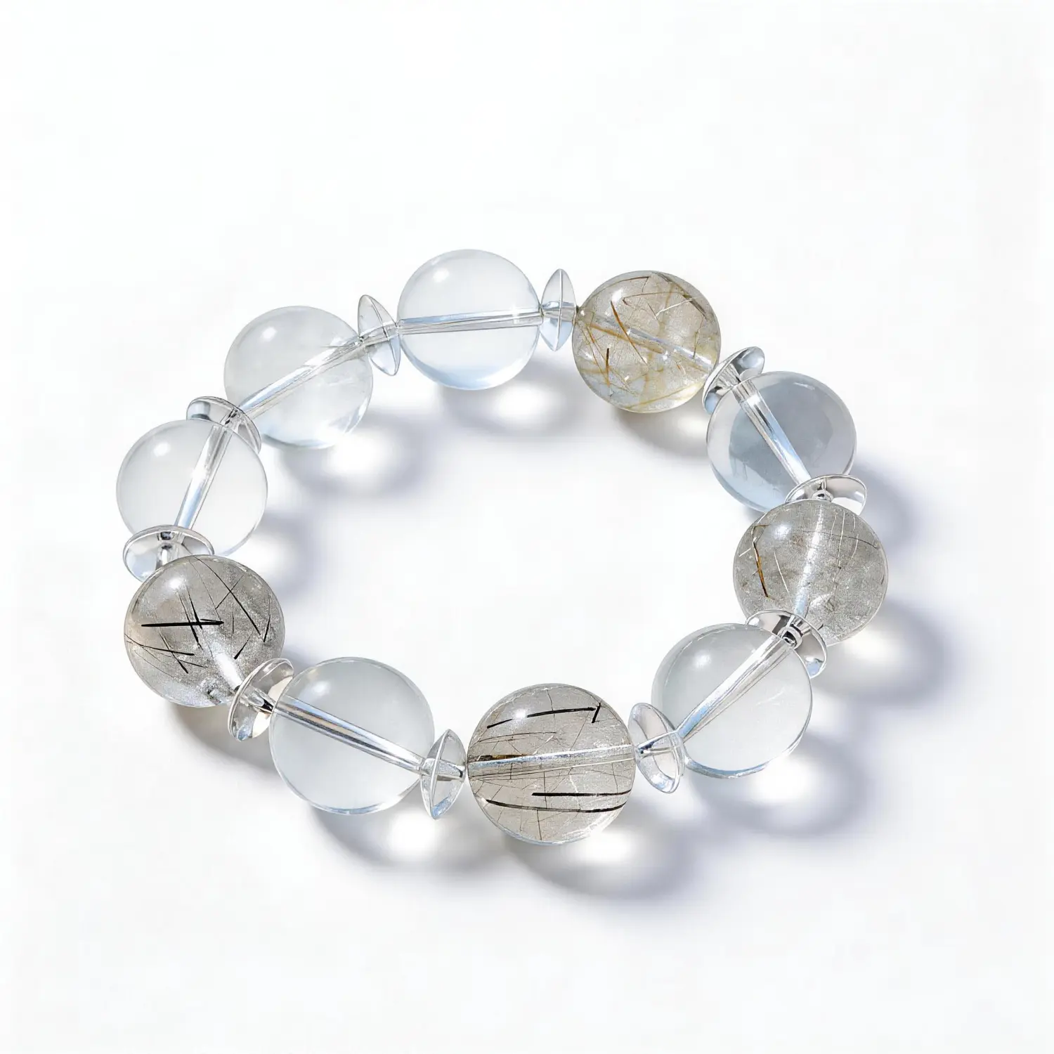 Clear Quartz Green Rutilated Quartz Bracelet – clean white background product photo | QZZEN