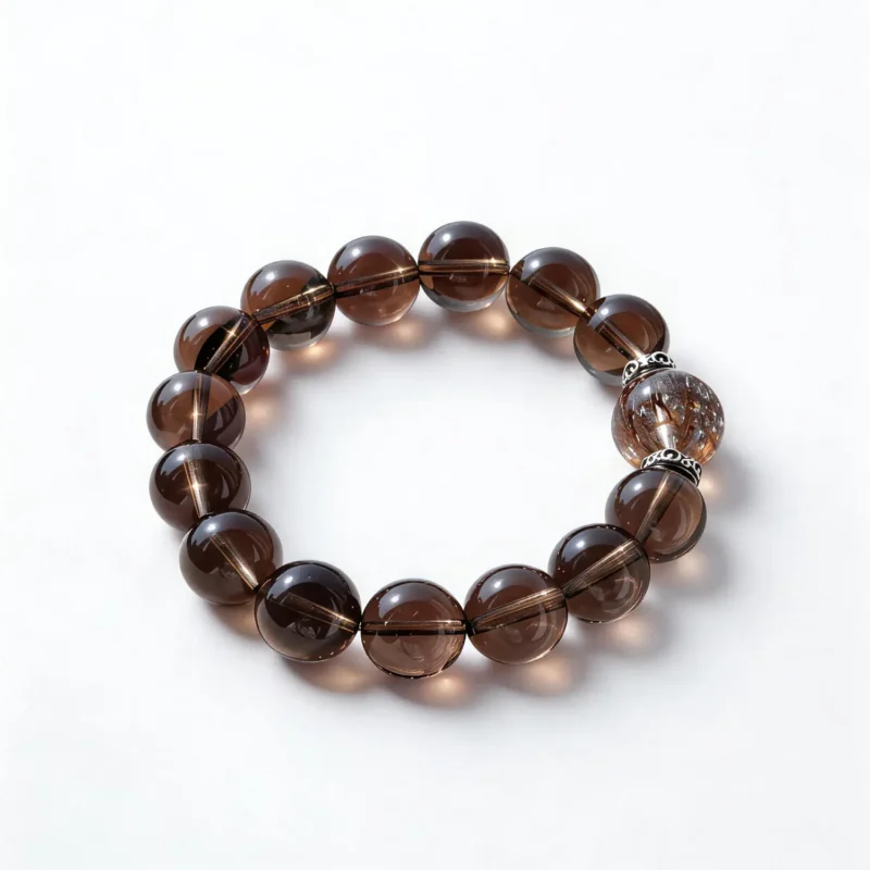 Red Hematoid Quartz Smoky Quartz Bracelet – clean white background product photo | QZZEN