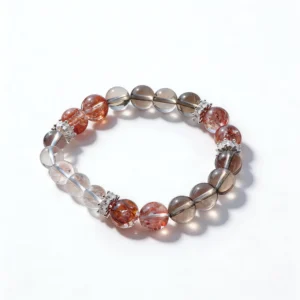 Clear Quartz Red Hematoid Quartz Bracelet – clean white background product photo | QZZEN
