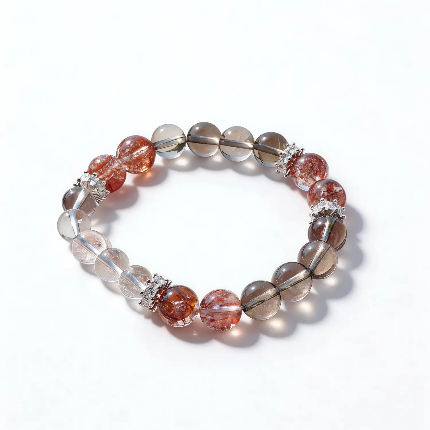 Clear Quartz Red Hematoid Quartz Bracelet – clean white background product photo | QZZEN