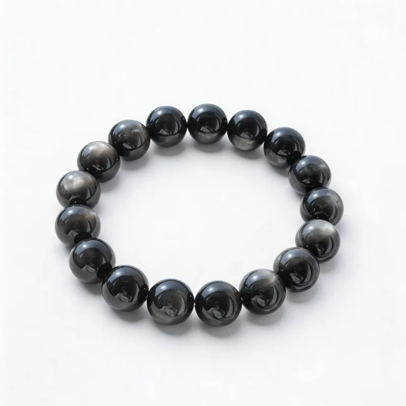 Silver Obsidian Bracelet – clean white background product photo | QZZEN