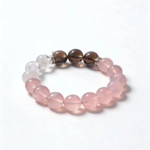 Clear Quartz Rose Quartz Smoky Quartz Bracelet – clean white background product photo | QZZEN