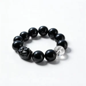Clear Quartz Obsidian Bracelet – clean white background product photo | QZZEN