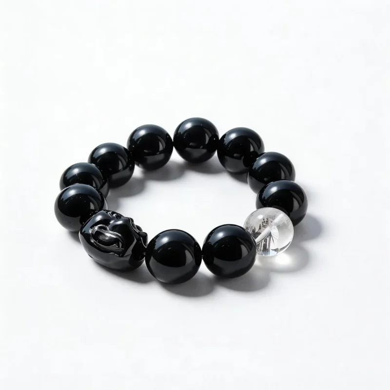 Clear Quartz Obsidian Bracelet – clean white background product photo | QZZEN