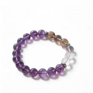 Amethyst Clear Quartz Smoky Quartz Bracelet – clean white background product photo | QZZEN