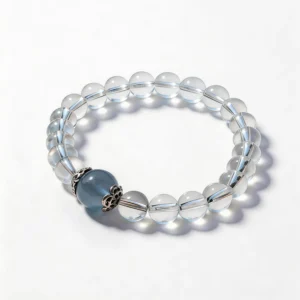 Clear Quartz Aquamarine Bracelet – clean white background product photo | QZZEN