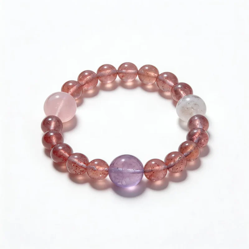 Amethyst Rose Quartz Clear Quartz Bracelet – clean white background product photo | QZZEN