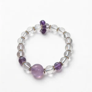 Amethyst Clear Quartz Bracelet – clean white background product photo | QZZEN