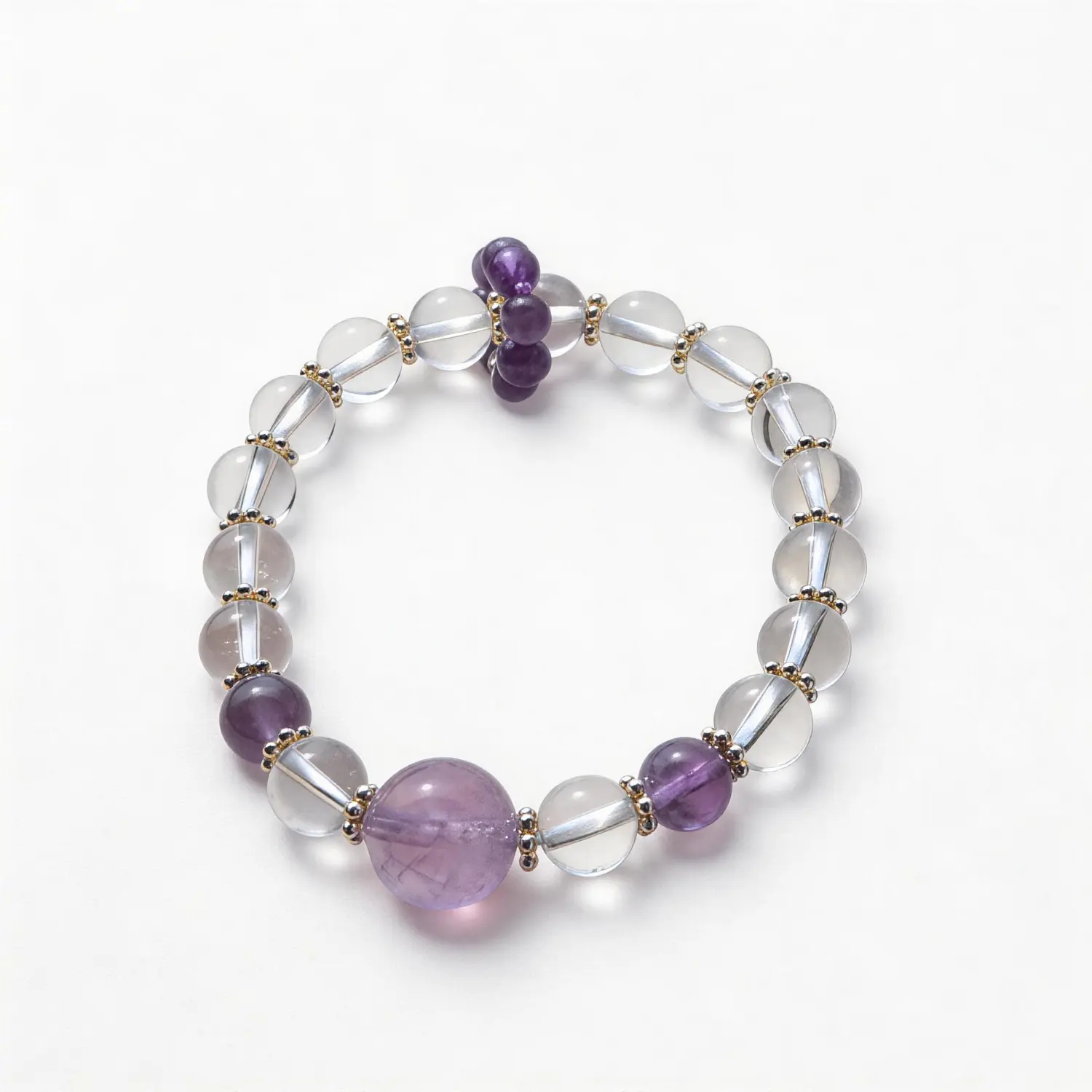Amethyst Clear Quartz Bracelet – clean white background product photo | QZZEN