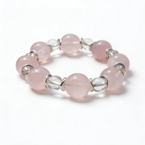 Rose Quartz Clear Quartz Bracelet – clean white background product photo | QZZEN
