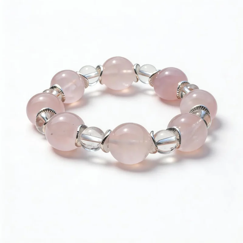 Rose Quartz Clear Quartz Bracelet – clean white background product photo | QZZEN