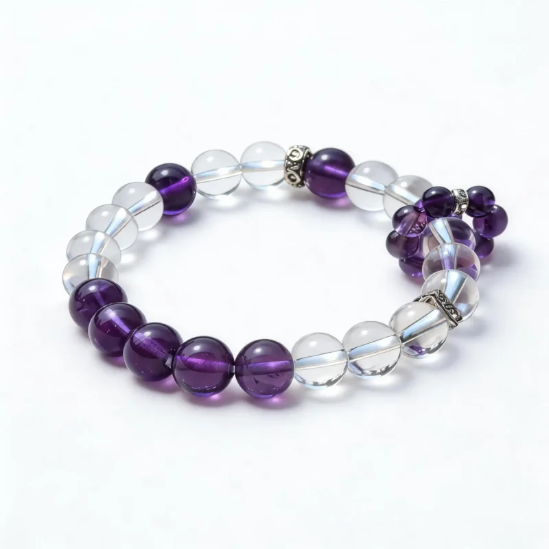 Amethyst Clear Quartz Bracelet – clean white background product photo | QZZEN