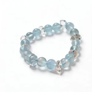 Clear Quartz Aquamarine Bracelet – clean white background product photo | QZZEN