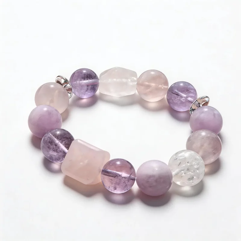 Amethyst Rose Quartz Clear Quartz Bracelet – clean white background product photo | QZZEN