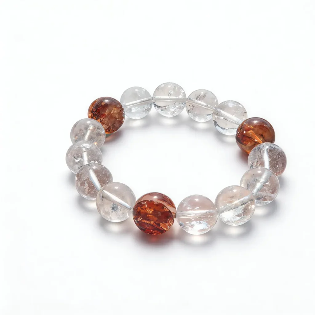 Clear Quartz Red Hematoid Quartz Bracelet