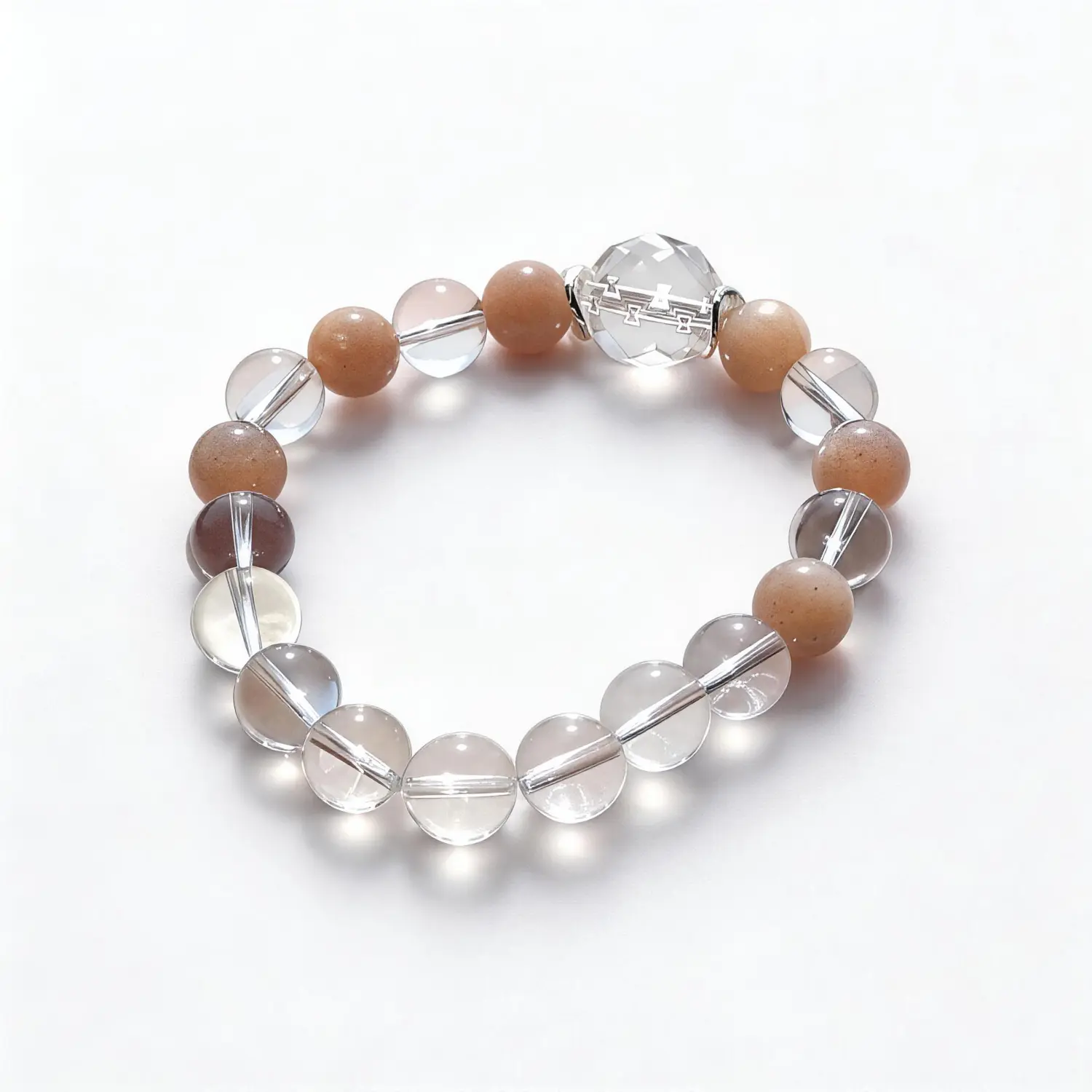 Clear Quartz Sunstone Bracelet – clean white background product photo | QZZEN