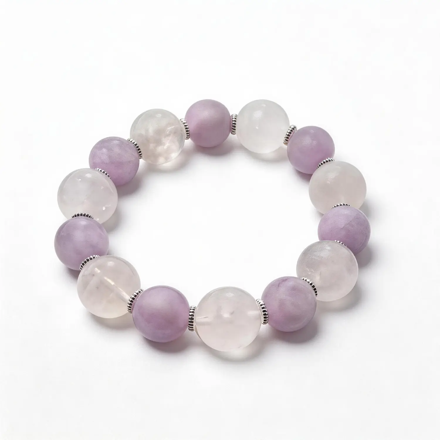 Rose Quartz Kunzite Bracelet – clean white background product photo | QZZEN