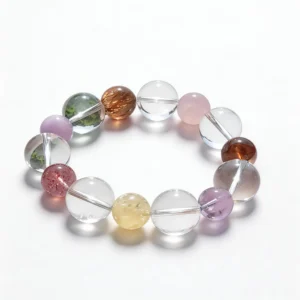 Amethyst Rose Quartz Clear Quartz Bracelet – clean white background product photo | QZZEN