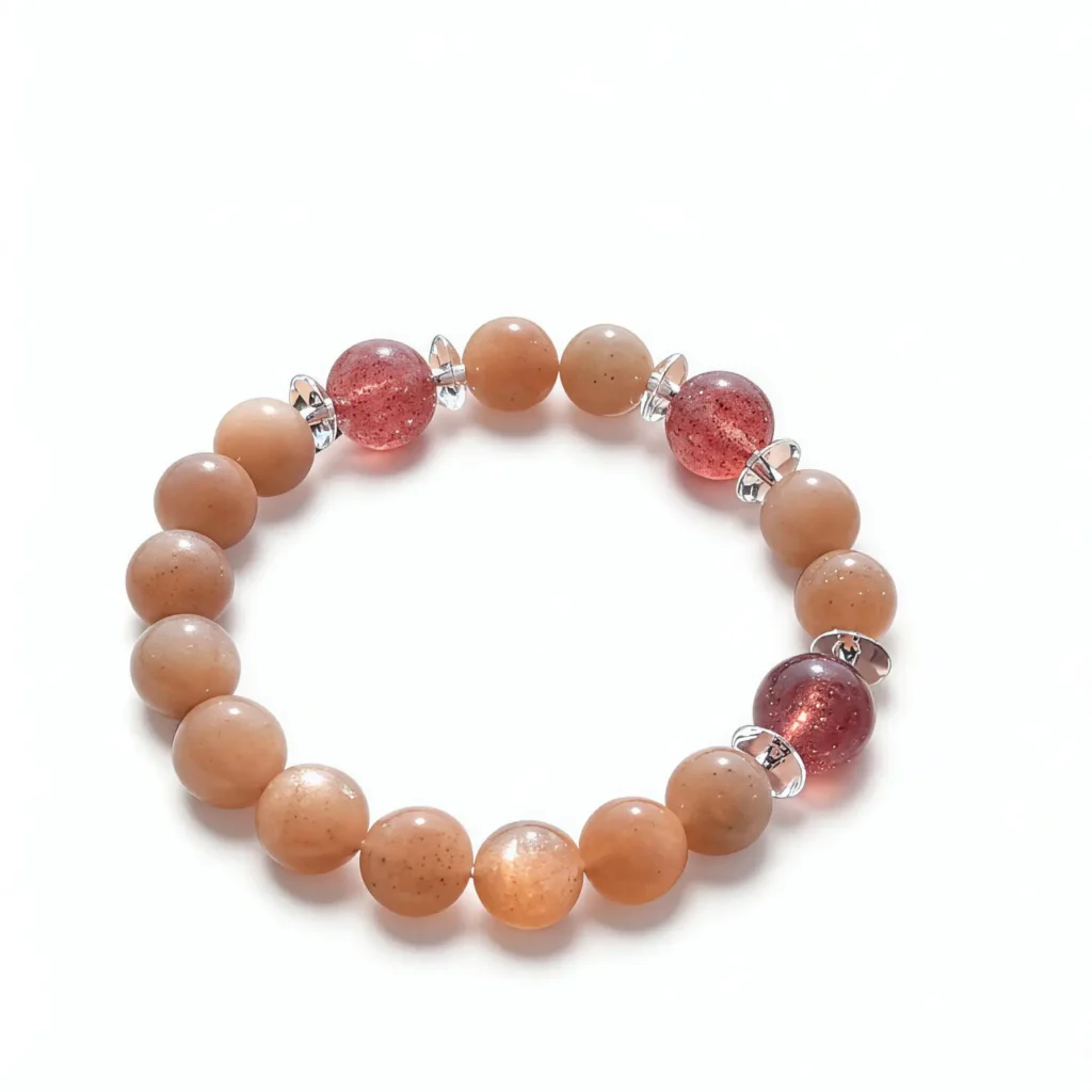 Orange Moonstone Strawberry Quartz Bracelet