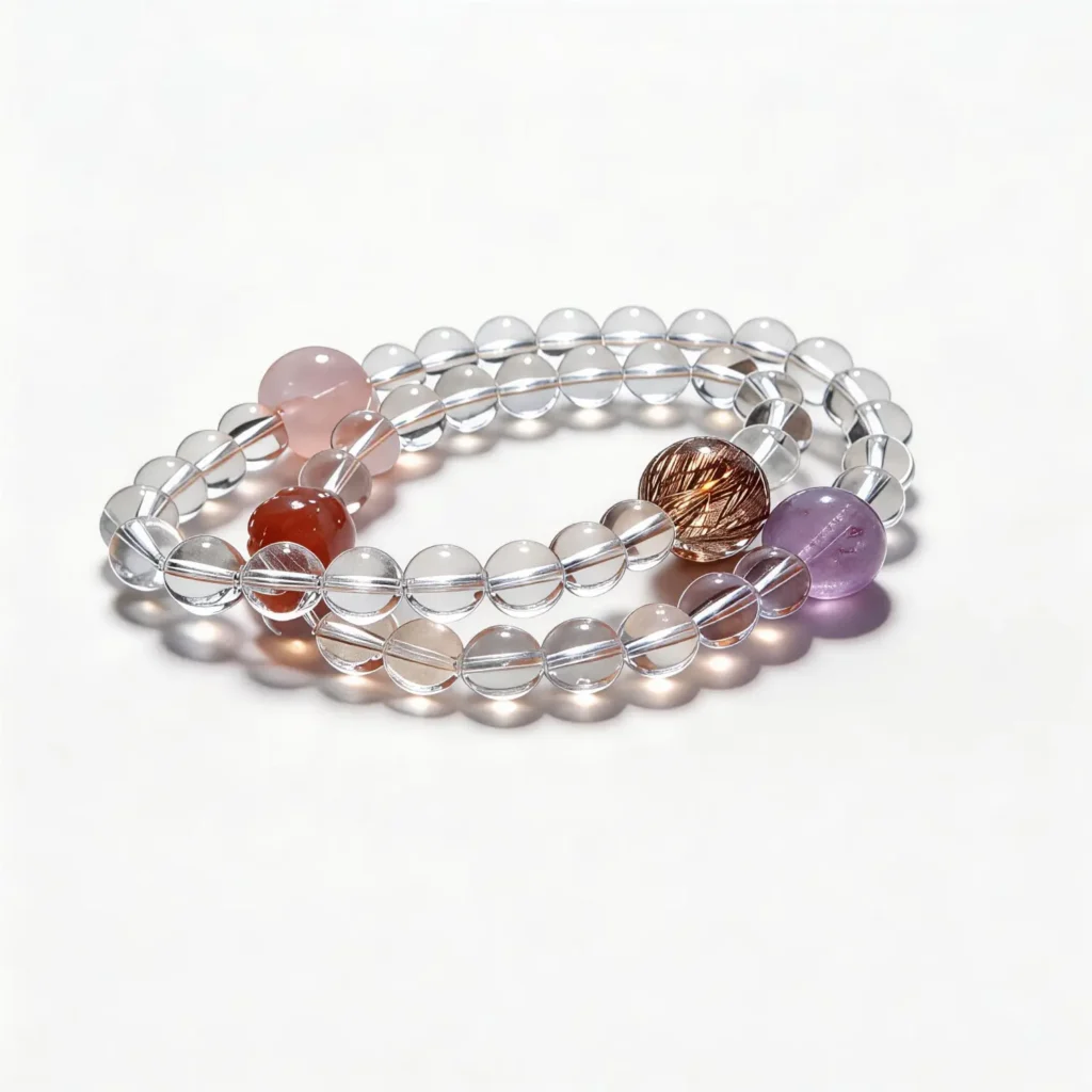 Amethyst Rose Quartz Clear Quartz Bracelet