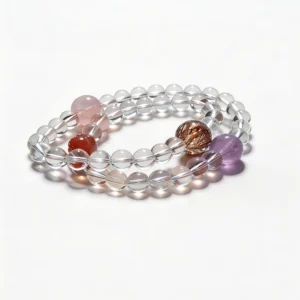 Amethyst Rose Quartz Clear Quartz Bracelet – clean white background product photo | QZZEN