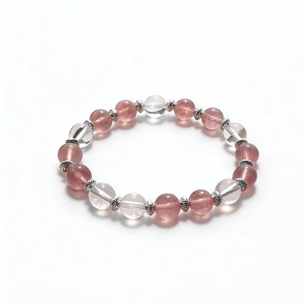 Clear Quartz Strawberry Quartz Bracelet