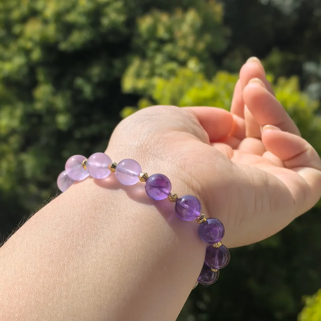 Amethyst Clear Quartz Bracelet styled view
