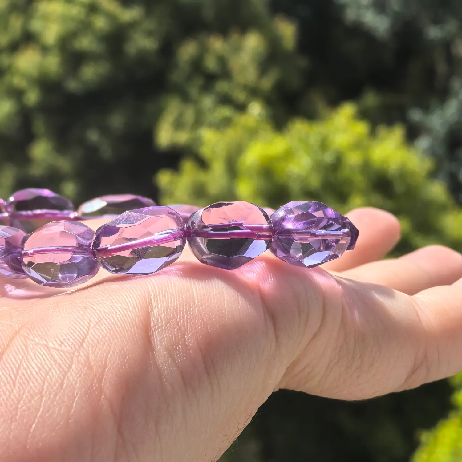 10mm Amethyst Bracelet bead texture close-up with natural inclusions | QZZEN