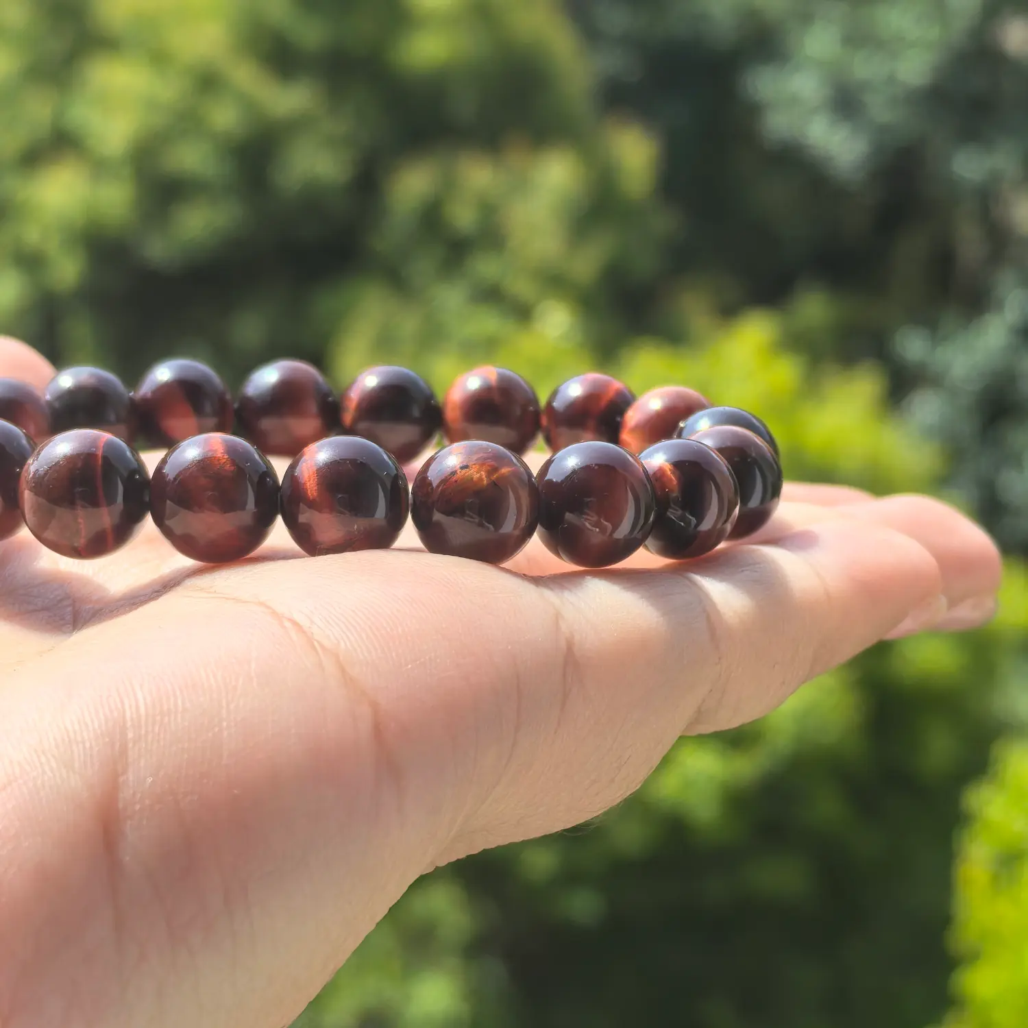 10mm Tiger Eye Bracelet bead texture close-up with natural inclusions | QZZEN