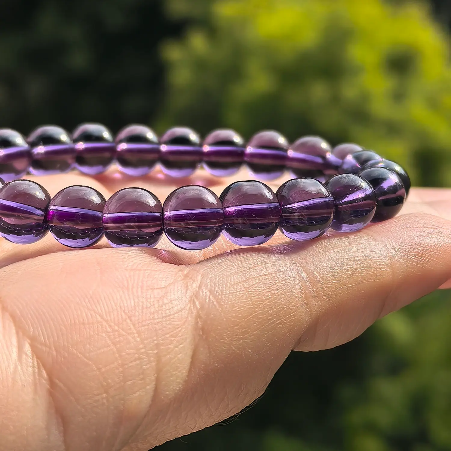 8mm Amethyst Bracelet bead texture close-up with natural inclusions | QZZEN