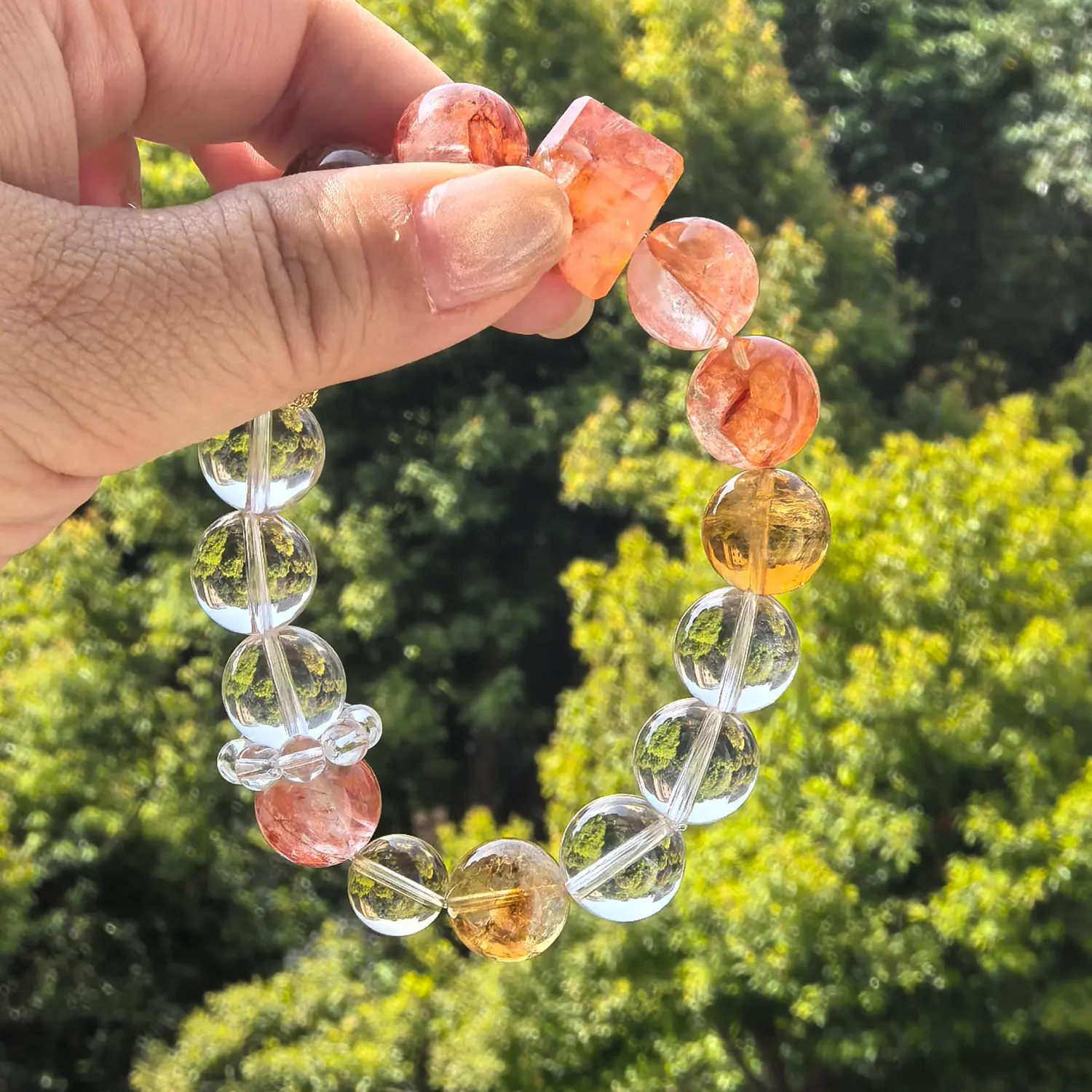 Clear Quartz Citrine Red Hematoid Quartz Bracelet styled flat lay with calm ritual details | QZZEN