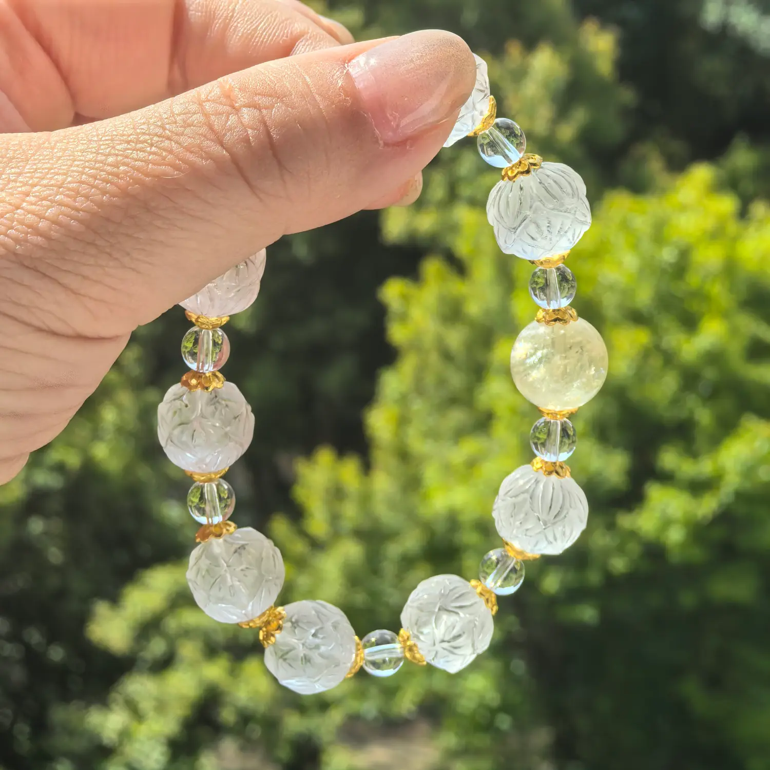 Clear Quartz Citrine Bracelet styled flat lay with calm ritual details | QZZEN